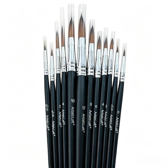 Michaels, 12 Piece Round & Liner Mixed Media Taklon Brush Set by Artist's Loft® – Category: Acrylic